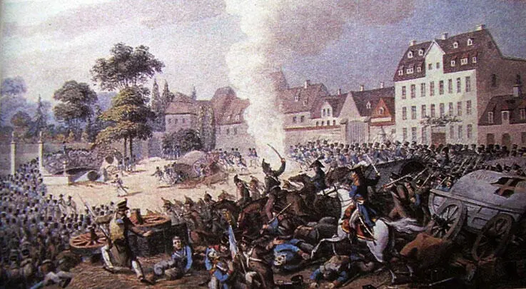 Преследование французов в Лейпциге Раскраш гравюра неизв худ 1816 г Я был - фото 112