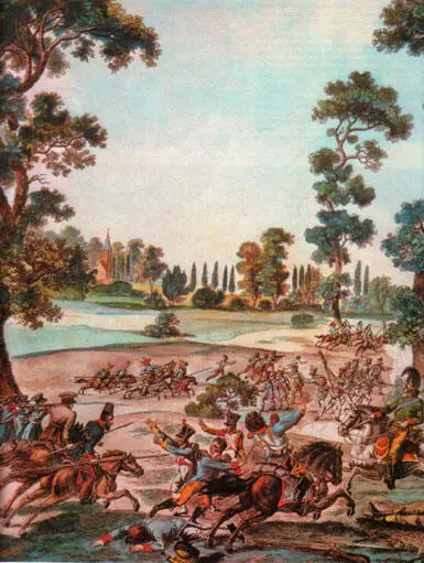 Эпизод Лейпцигского сражения 47 октября 1813 года Раскрашенная гравюра Фроша - фото 113