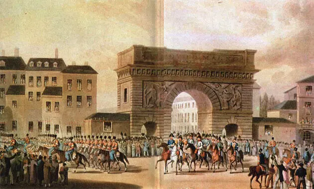 Вступление союзных войск в Париж 19 31 марта 1814 г Английская гравюра - фото 140
