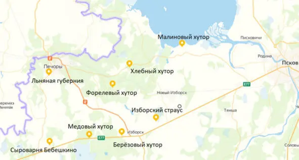 Рисунок 1 Размещение туристических хуторов в Печорском районе Источник - фото 1