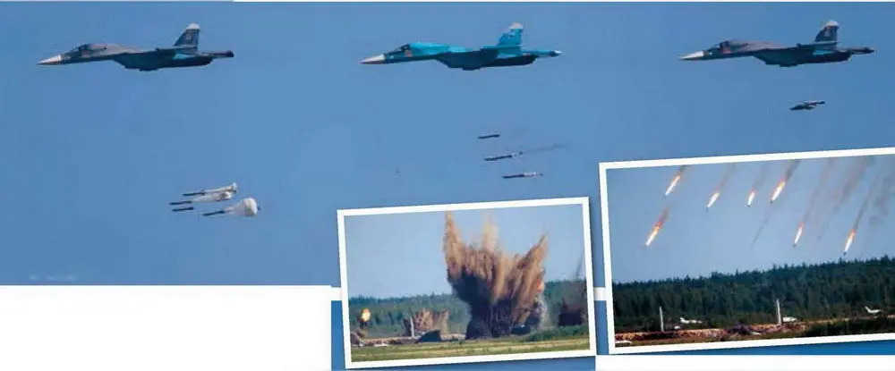Сброс бетонобойных бомб группой самолетов Су34 Фронтовой бомбардировщик - фото 33