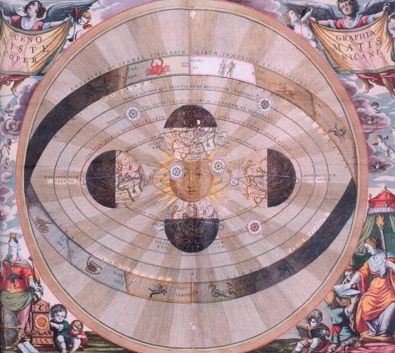 Рис 210 Сценография системы Коперника Офорт с ручной раскраской 1661 г - фото 42