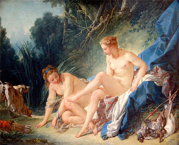 Рис 7328 Франсуа Буше Купание Дианы Холст масло 1742 г Музей Лувр - фото 291