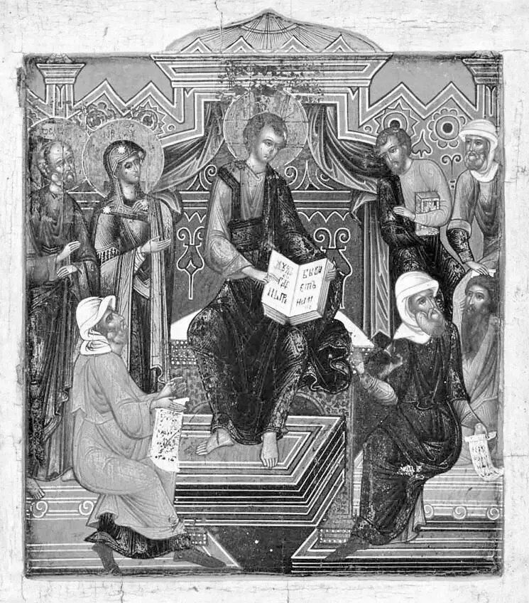 Рис 33 Христос среди Учителей Русская икона Мстера около 1800 года Взято - фото 33