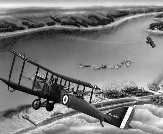 A painting by Mick Davison depicting the incident on 30 July 1919 over the - фото 5