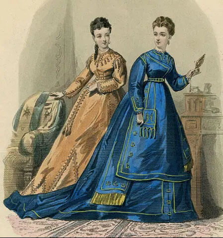 На модной иллюстрации из LIllustrateur des Dames ок 1867 два платья с - фото 36