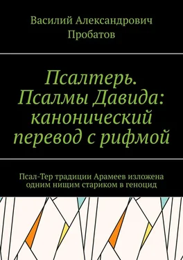 Василий Пробатов Псалтерь. Псалмы Давида: канонический перевод с рифмой. Псал-Тер традиции Арамеев изложена одним нищим стариком в геноцид обложка книги