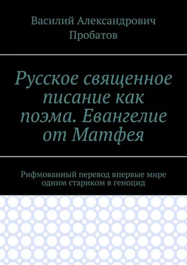 Василий Пробатов Русское священное писание как поэма. Евангелие от Матфея. Рифмованный перевод впервые мире одним стариком в геноцид обложка книги