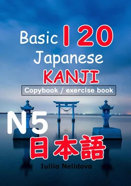 Iuliia Nelidova Basic 120 Japanese Kanji N5. Copybook/exercise book обложка книги