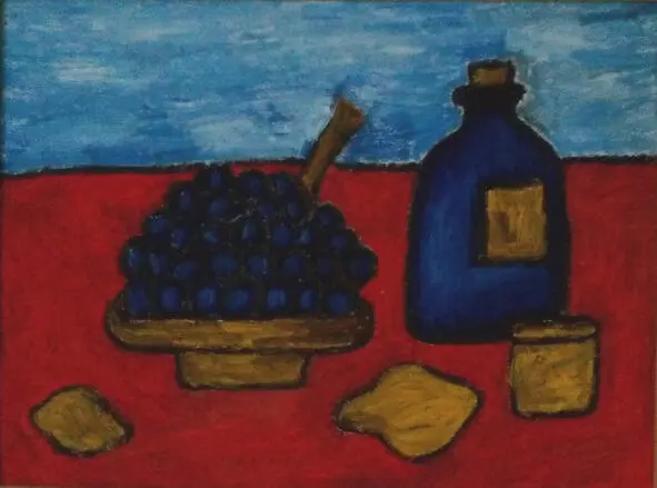 6 Колобова Е В Натюрморт с синей бутылкой и виноградом 2012 Холст масло - фото 6