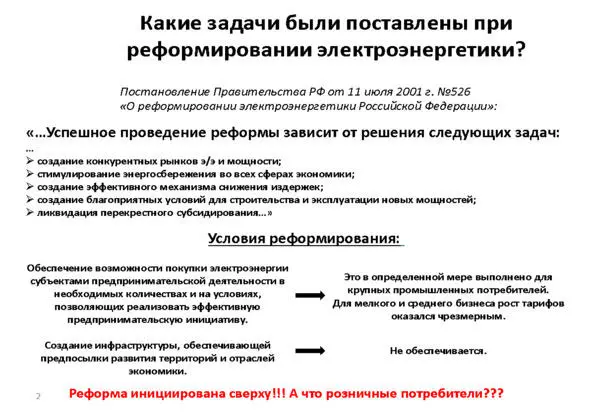 Задачи при реформировании электроэнергетики Плюсы и минусы реформы для - фото 1