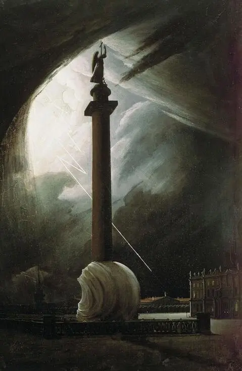 Илл 2 Василий Раев Александровская колонна во время грозы 1834 Расчеты и - фото 2