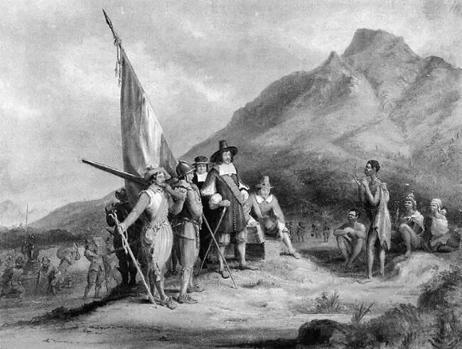 Высадка Яна ван Рибека на Мысе Доброй Надежды 1652 г Картина Чарльза Белла - фото 7