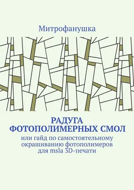 Митрофанушка Радуга фотополимерных смол. Или гайд по самостоятельному окрашиванию фотополимеров для msla 3D-печати обложка книги