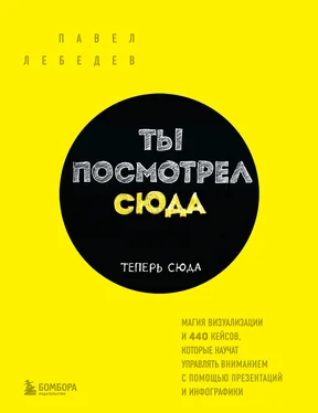 Павел Лебедев Ты посмотрел сюда. Теперь сюда. Магия визуализации и 440 кейсов, которые научат управлять вниманием с помощью презентаций и инфографики обложка книги