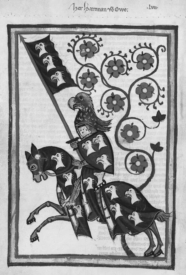 Изображение рыцаря из Манесского кодекса XIV в Гейдельбергский университет - фото 1