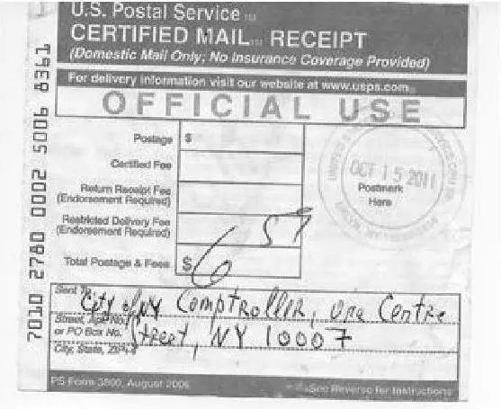 А вы думали Знай наших Да вотеще Certiﬁeld mail receipt Send to City of NY - фото 5