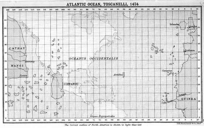Современная карта и версия карты Тосканелли Северная и Южная Америка - фото 4