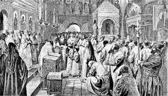 Венчание на царство царей Иоанна и Петра Алексеевичей 25 июня 1682 г Гравюра - фото 58