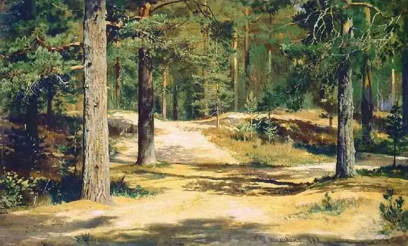 Сосновый лес 1885 Ручей в березовом лесу 1883 Дубки 1886 - фото 30