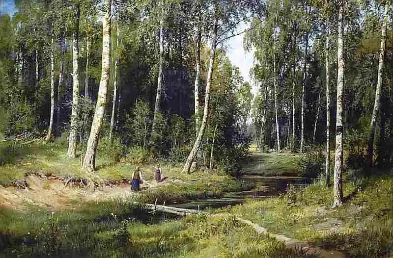 Ручей в березовом лесу 1883 Дубки 1886 Сосны освещенные солнц - фото 31