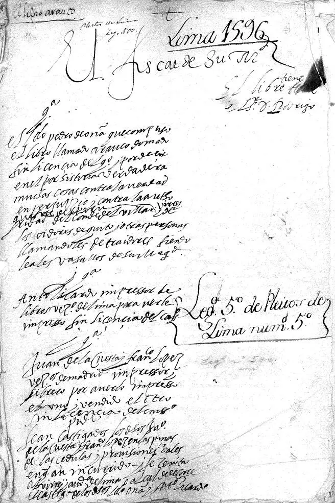Archivo General de Indias Escribanía de Cámara Legajo 500 de Pleitos de Lima - фото 6