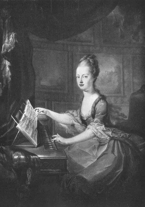 Marie Antoinette am Clavecin Ölgemälde von François Hubert Drouais Nun nach - фото 1