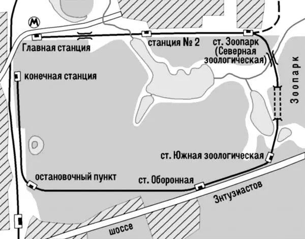 Схема предполагаемой трассы детской железной дороги в Измайловском парке 1940 - фото 94