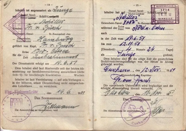 An und Abmusterung auf MS ACHILLES Der 1 Steuermann führte mich unter die - фото 25