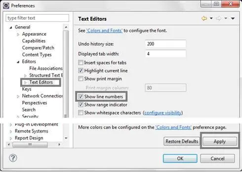 Abbildung 1 Editor in Eclipse konfigurieren Zeilennummern Eclipse hat - фото 1