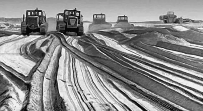 Освоение пустынных земель в совхозе Шават Распашка целинных земель 1972 - фото 1