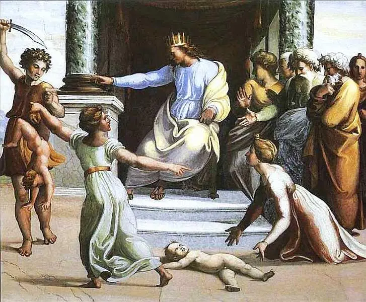 Суд Соломона Фреска плафона станци делла Сеньятура 15181519 После появления - фото 13