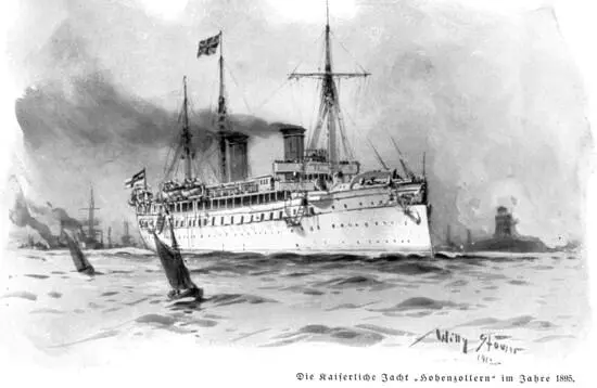 SMY HOHENZOLLERN in Kiel Zeichnung Willy Stöwer Jetzt erschien Majestät - фото 35