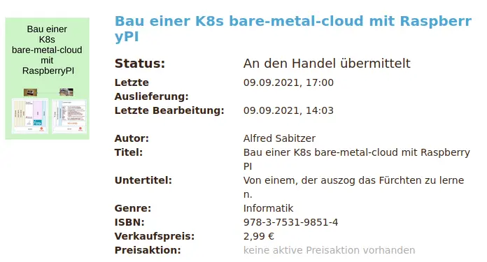 Bau einer K8s baremetalcloud mit RaspberryPI ISBN 9783753498514 auf - фото 1