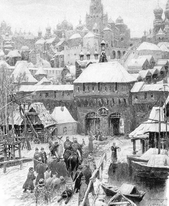 А Васнецов Московский Кремль при Дмитрии Донском Акварель Огромное - фото 3