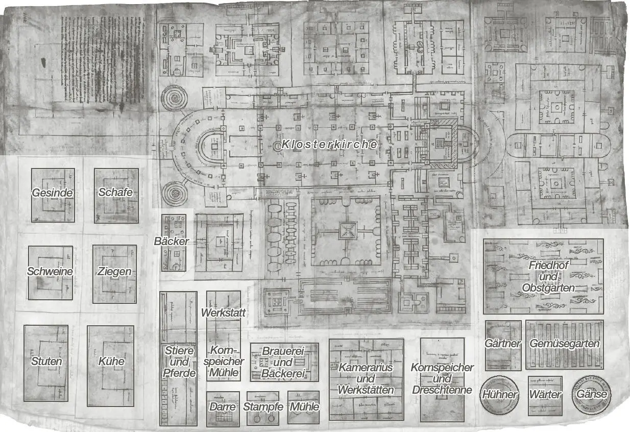 Der St Galler Klosterplan vor 830 Der Plan stellt einen Idealplan dar und - фото 6