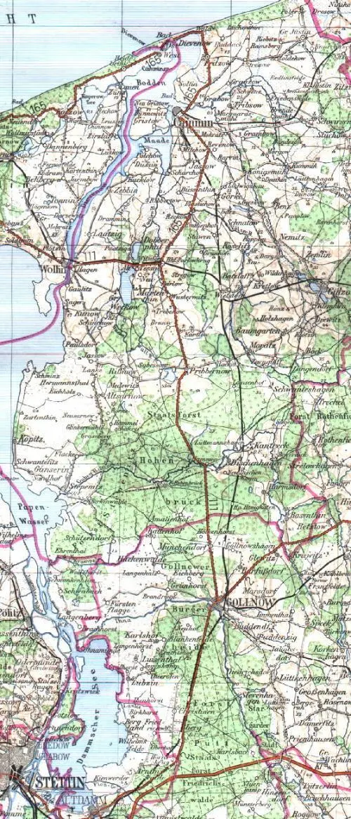 Karte vor 1945 östlich der Oder Cammin Stettin Die gesamte Nordgrenze wird - фото 13