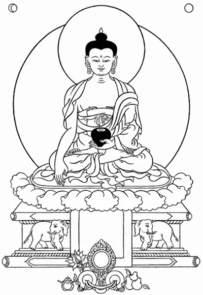 Buddha Shakyamuni Goldfarbig die rechte Hand berührt die Erde und die linke - фото 4