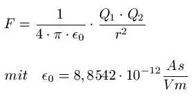 Dabei ist F die Kraft in Newton Q1 und Q2 die Ladungen in Coulomb in - фото 26