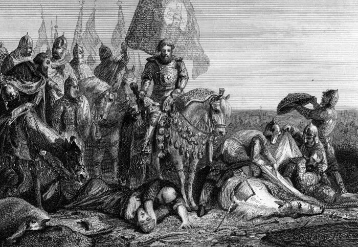 Дмитрий Донской сопровождаемый князьями и боярами объезжает Куликово поле - фото 13
