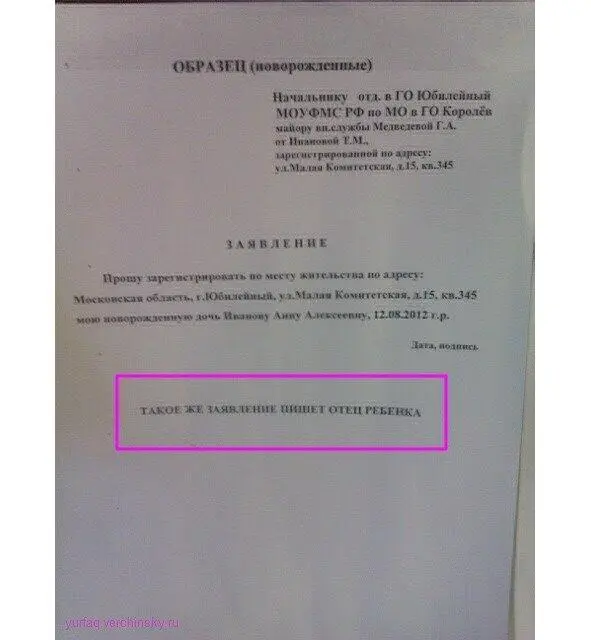 Образец заявления со стенда в отделе УФМС по г Королёву Московской области - фото 1