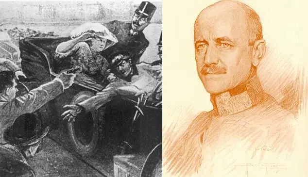 Гаврило Принцип убивает Франца Фердинанда Рисунок из австрийской газеты 1914 и - фото 1