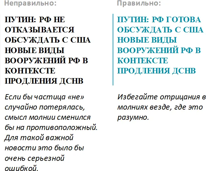 Молния должна содержать только одну мысль Если в высказывании ньюсмейкера - фото 8