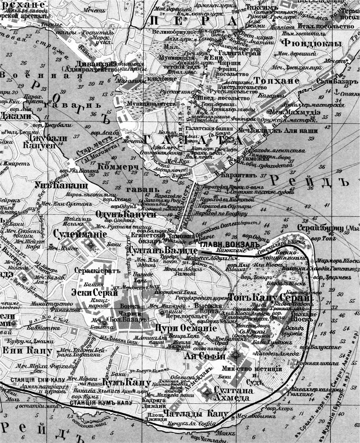 Центральный фрагмент карты Константинополя 1903 Вступление Покинув - фото 1