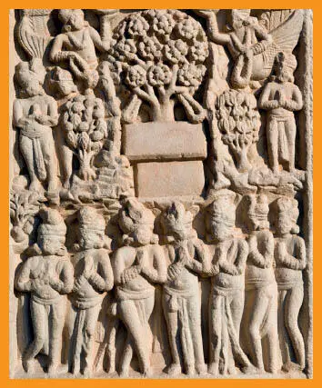 Steinreliefsmit Bildern aus dem Leben des Buddha schmücken die Tore des Großen - фото 42