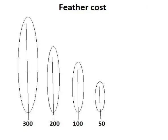 If the feather is large count 300 Komariev average 200 K slightly less than - фото 3