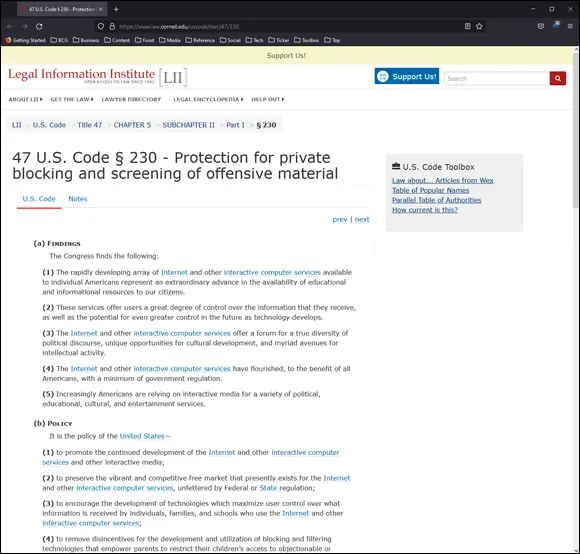 FIGURE 21Title 47 Section 230 of the US Code on the Legal Information - фото 29