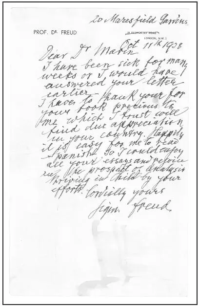 Carta de Sigmund Freud a Juan Marín del 11 de Octubre de 1938 Para Marcia y - фото 2