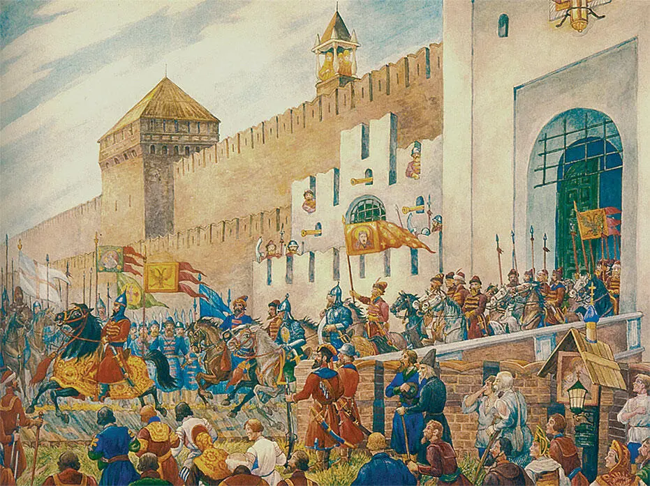 Выезд Ивана Грозного на борьбу с Ливонией Художник Г Э Лисснер 1947 г - фото 68