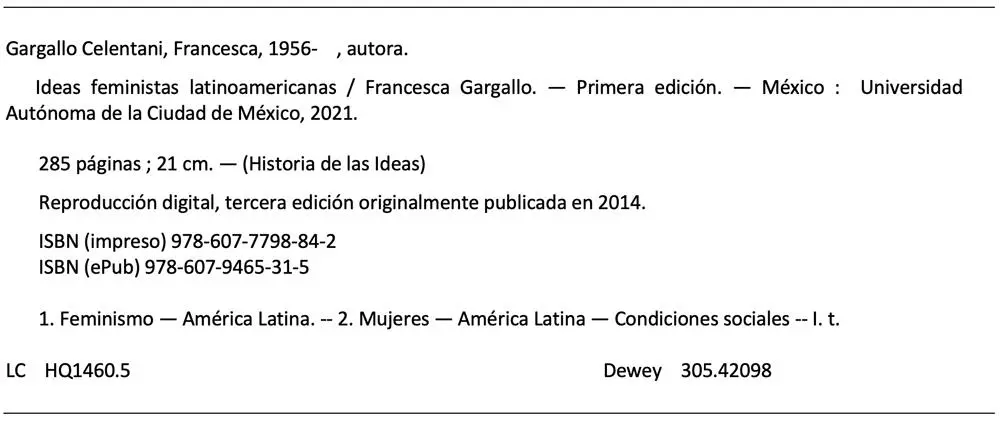 Ideas feministas latinoamericanas Primera edición 2021 DR Francesca - фото 3